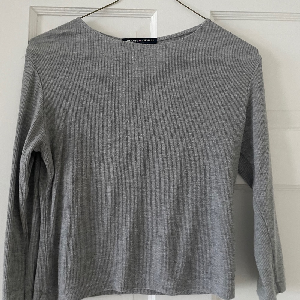 Brandy Melville gray ribbed long sleeve